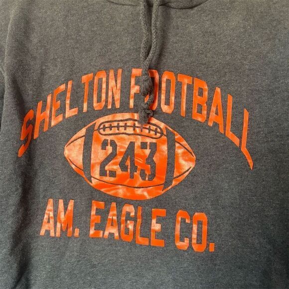 American Eagle Men's Standard Vintage Gray Football Hoodie Large Pullover - Picture 2 of 9
